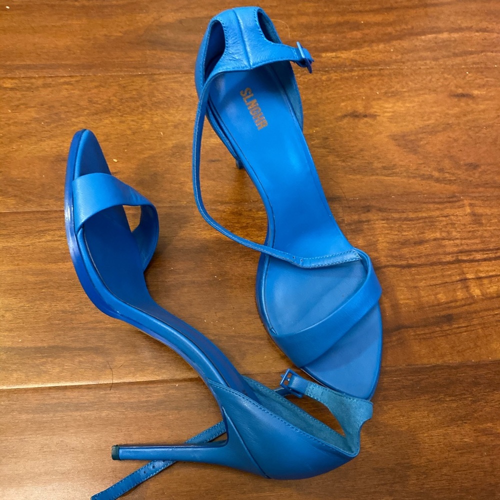 Slnghr Blue Ankle Strap Heels